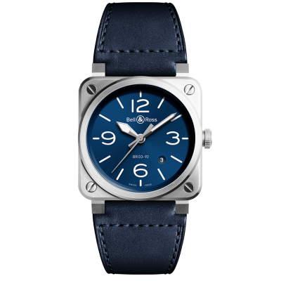 Bell & Ross BR 03 AUTO BLUE STEEL BR0392-BLU-ST/SCA Stahl, 42 mm