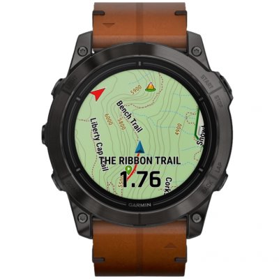 Garmin Epix Pro (g2) Sapphire, 51mm, Carbon Gray DLC Titanium, Chestnut Leather Band 010-02804-30 51 mm, AMOLED displej