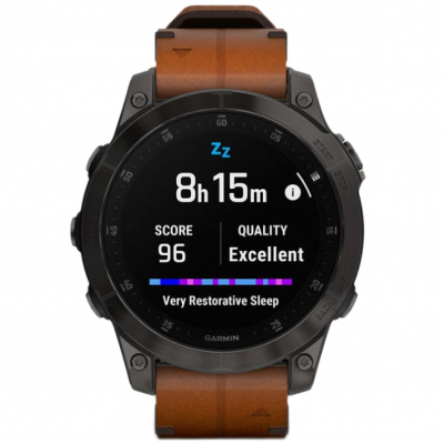 Garmin Epix (Gen 2), Sapphire, Black, Carbon Gray DLC Titanium, Leather Band 010-02582-30 47 mm, AMOLED displej