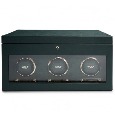 Wolf 1834 British Racing Green Triple Watch Winder 792341 Triple watch winder, 45.09CM X 19.69CM X 24.77CM