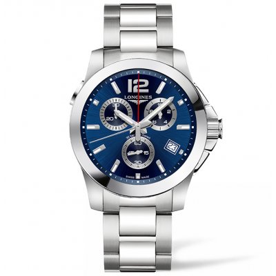Longines Conquest L3.702.2.49.6 Quartz, Chronograf, Vode odolnosť 300M, 41 mm
