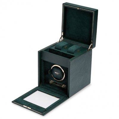 Wolf 1834 British Racing Green Single Watch Winder 792141 Single watch winder, 19.69CM X 19.69CM X 24.77CM