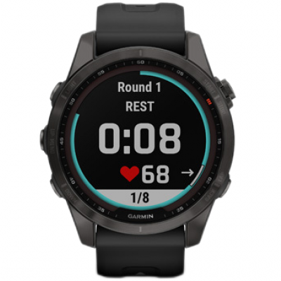 Garmin Fénix 7 S Sapphire Solar, Carbon Gray DLC Titanium, Black Band 010-02539-25 42 mm, Dotykový displej, Solar