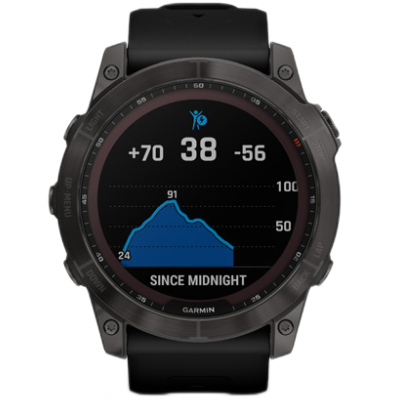 Garmin Fénix 7 X Sapphire Solar, Carbon Gray DLC Titanium, Black Band 010-02541-11 51 mm, Touch screen, Solar