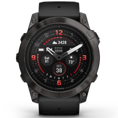 Garmin Epix (Gen 2), Sapphire, Black, Carbon Gray DLC Titanium, Leather Band 010-02804-01 51 mm, AMOLED display